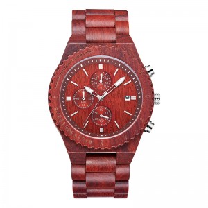 Червен сандалово водоустойчив часовник с часовникови модни кварцови часовници